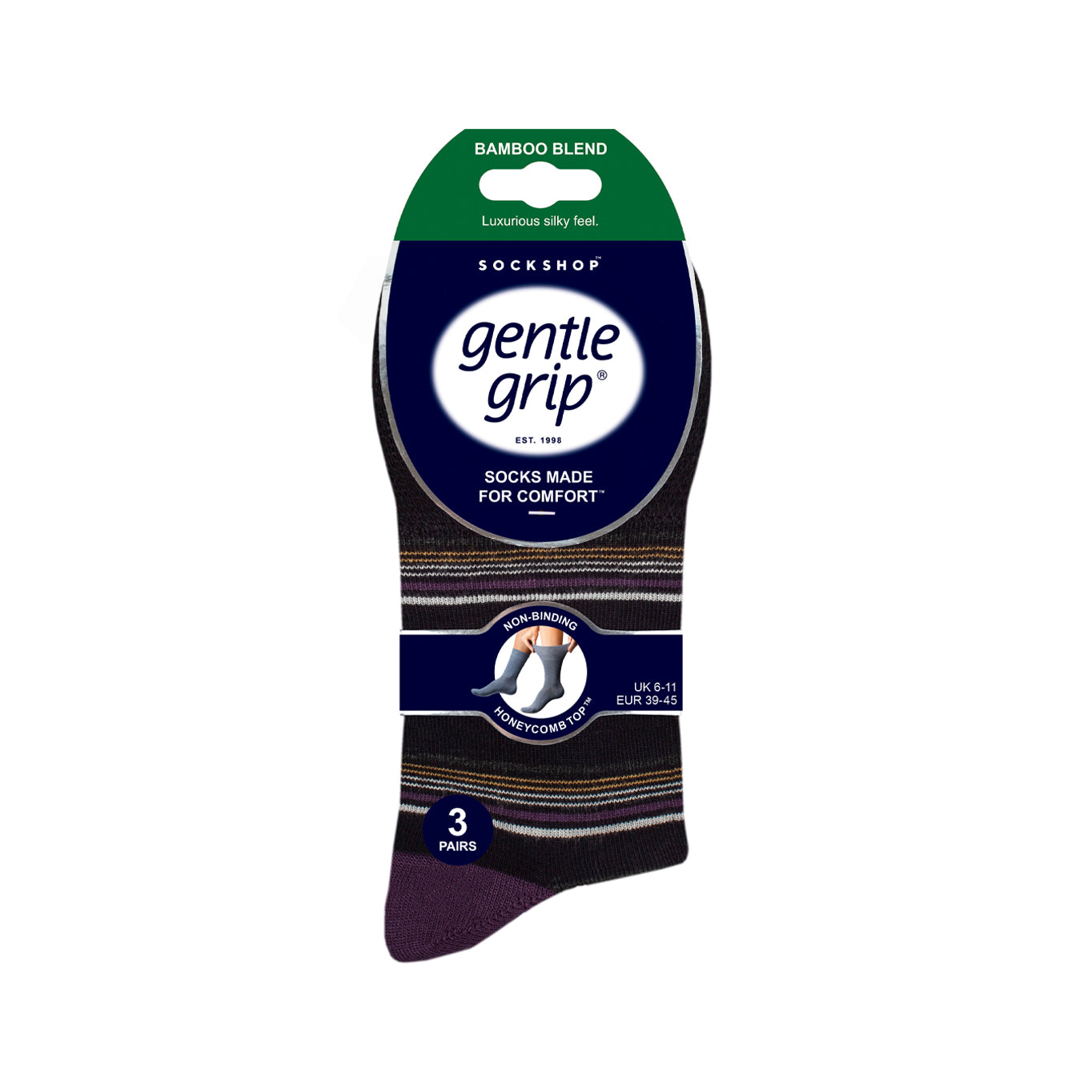 3 paires de chaussettes en bambou pour homme – Rayures Mirage