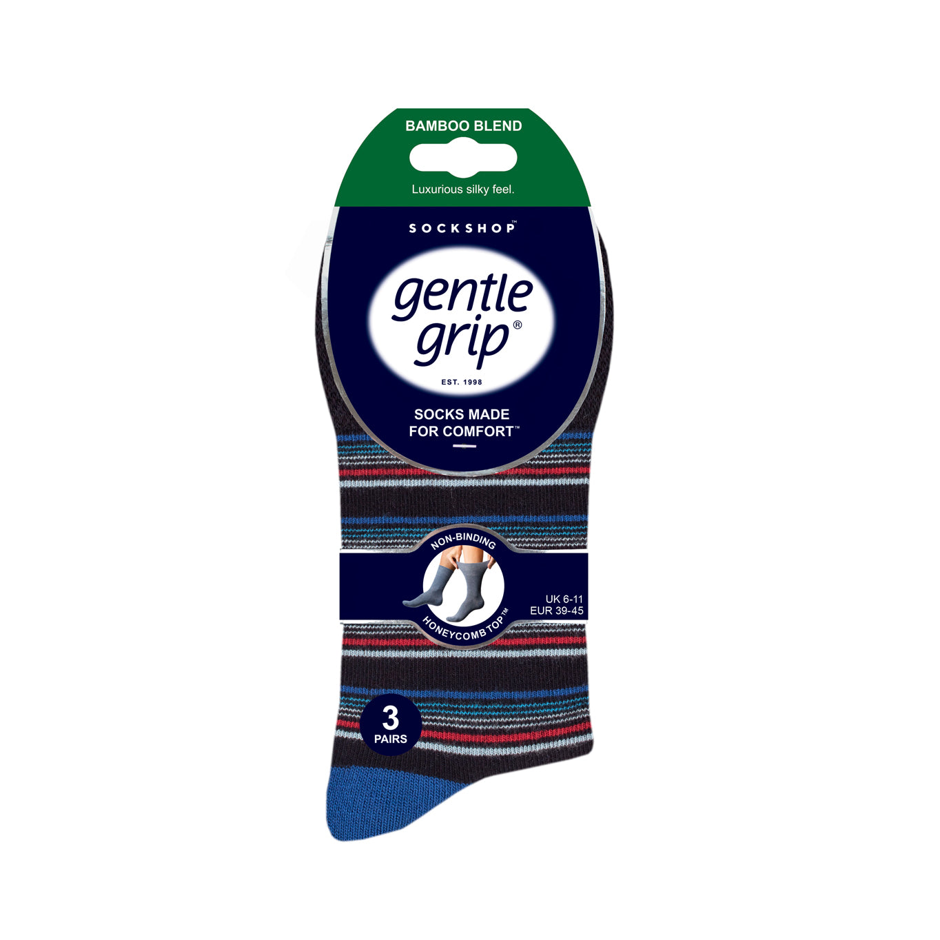 3 paires de chaussettes en bambou pour homme - Rayures marinières
