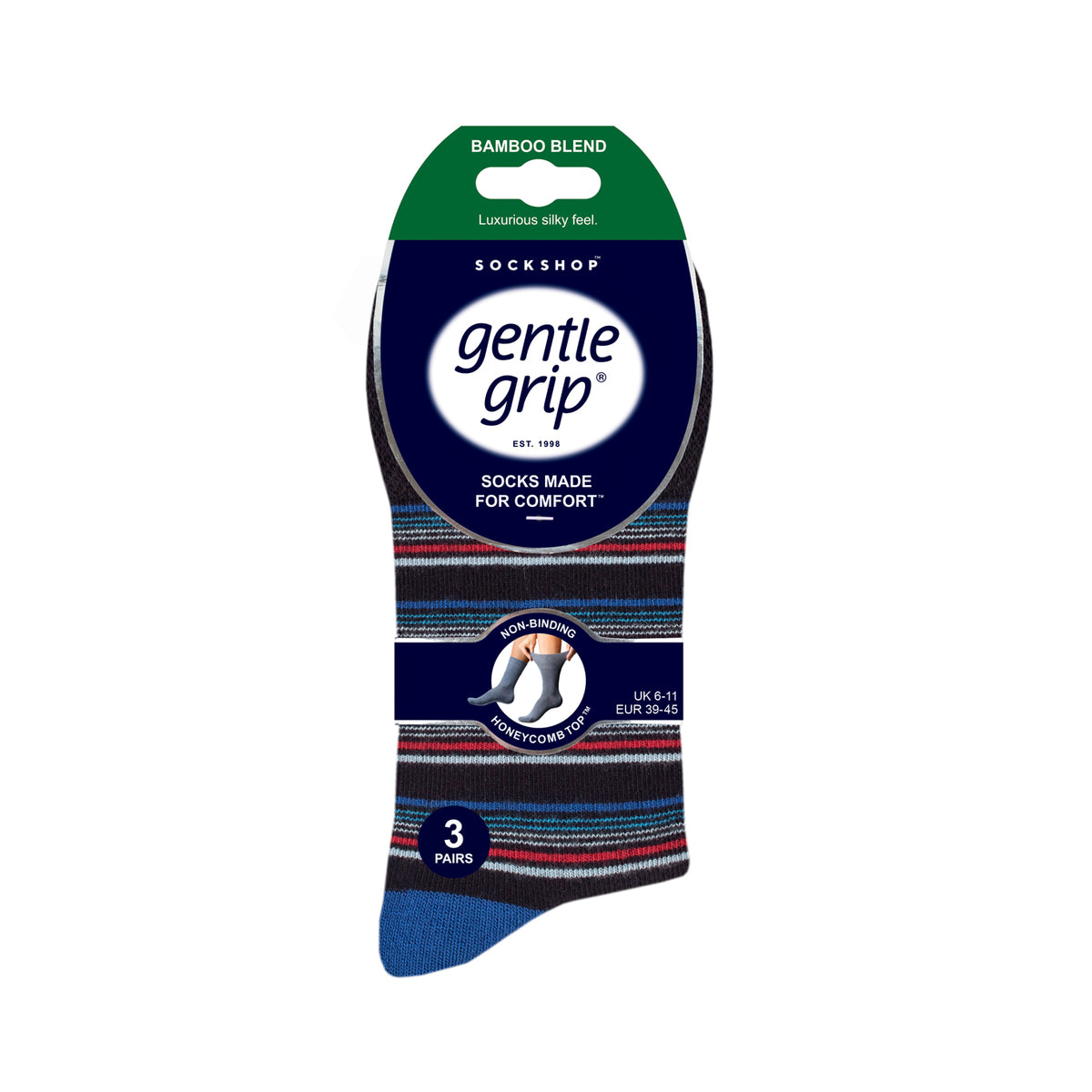 3 paires de chaussettes en bambou pour homme - Rayures marinières
