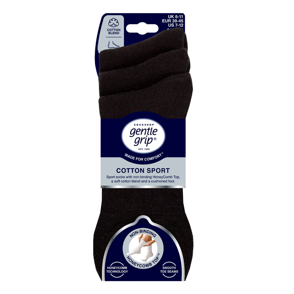 3 paires de chaussettes de sport pour homme - Noir