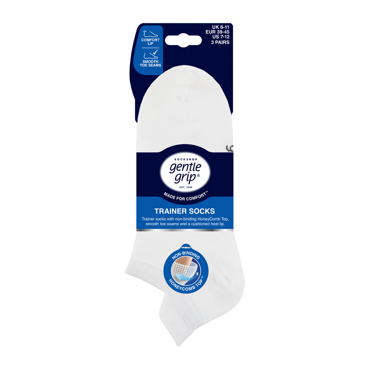 3 Pairs Mens Cotton Trainer Socks - White