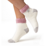 Load image into Gallery viewer, Ladies Original Sleep Socks with Feather Top - Pink &amp; Cream
