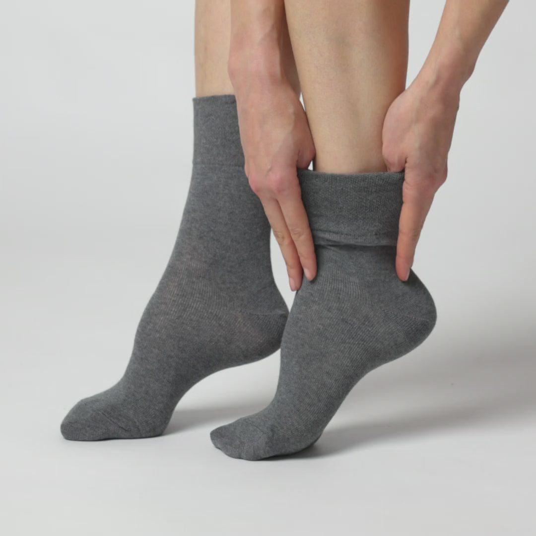 3 paires de chaussettes unies en coton pour femme - Noir/Anthracite/Gris