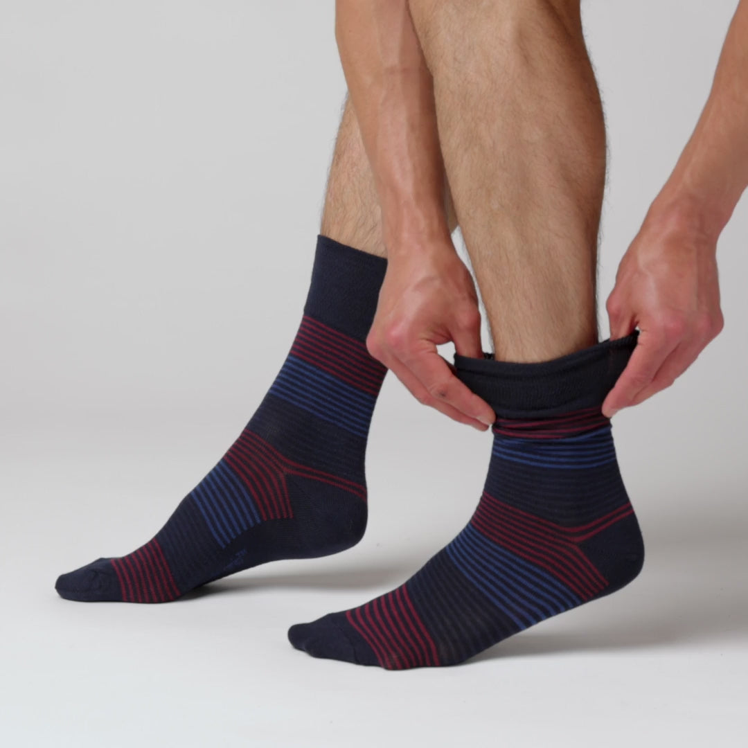 Lot de 3 paires de chaussettes en coton pour homme – Rayures royales