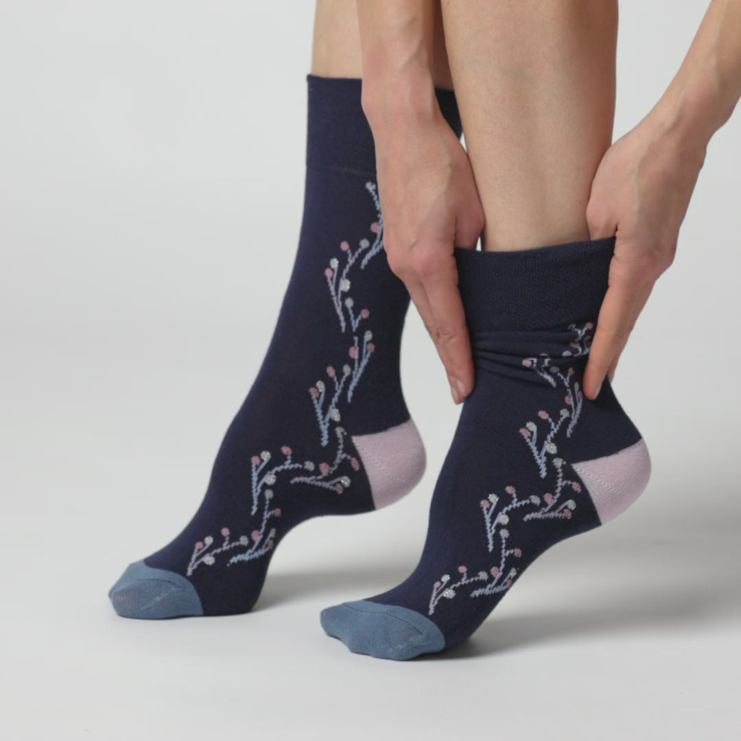 3 Pairs Ladies Cotton Socks - New Dawn Blue