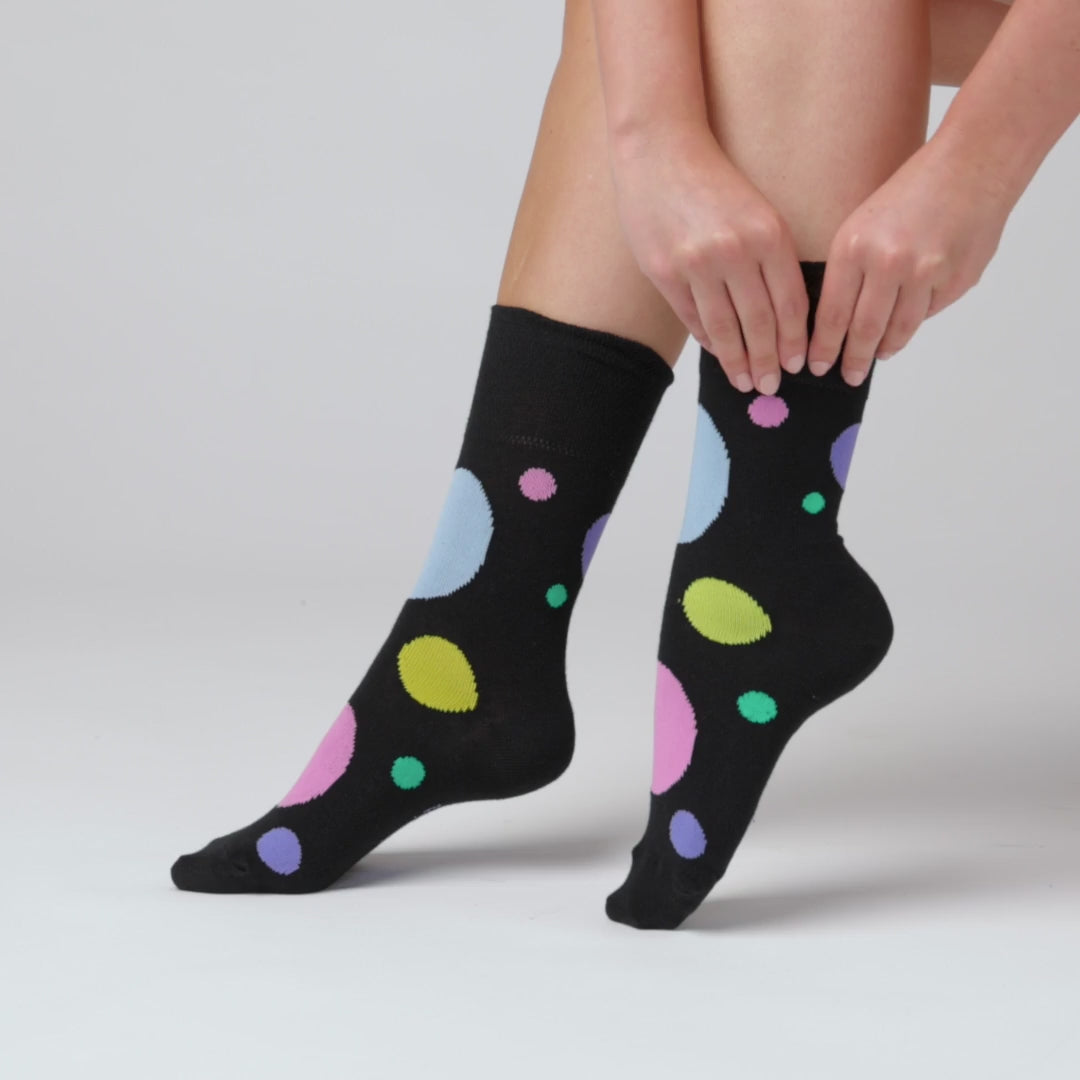 3 Pairs Ladies Colourburst Cotton Socks - Pastel Shower