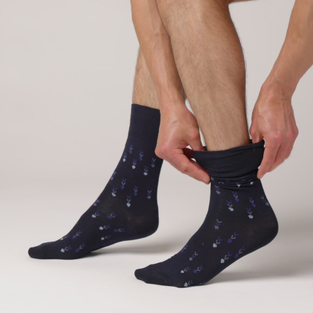 3 Pairs Men's Cotton Socks - Dimensional Dart Navy