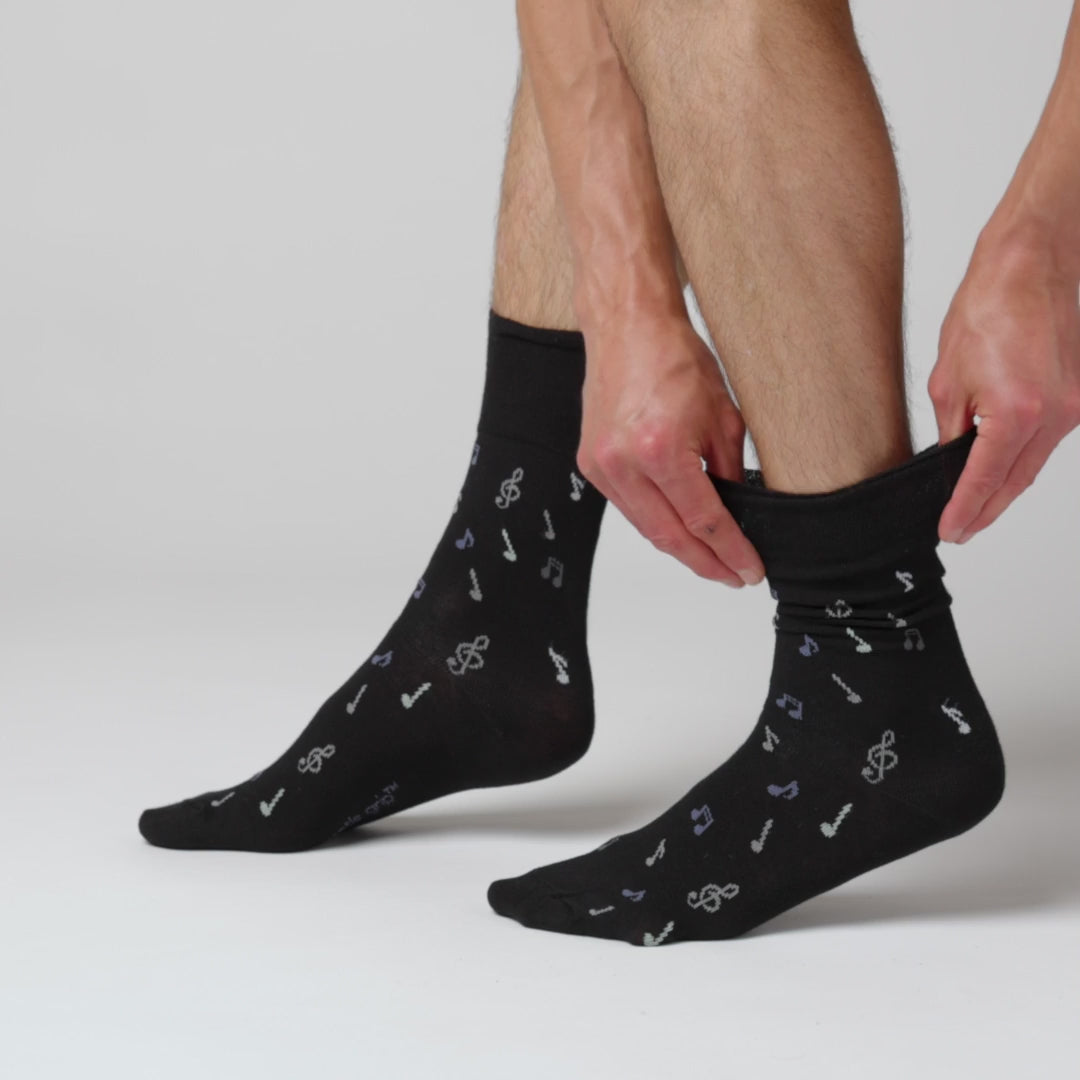 3 paires de chaussettes en coton pour homme - Notes de musique