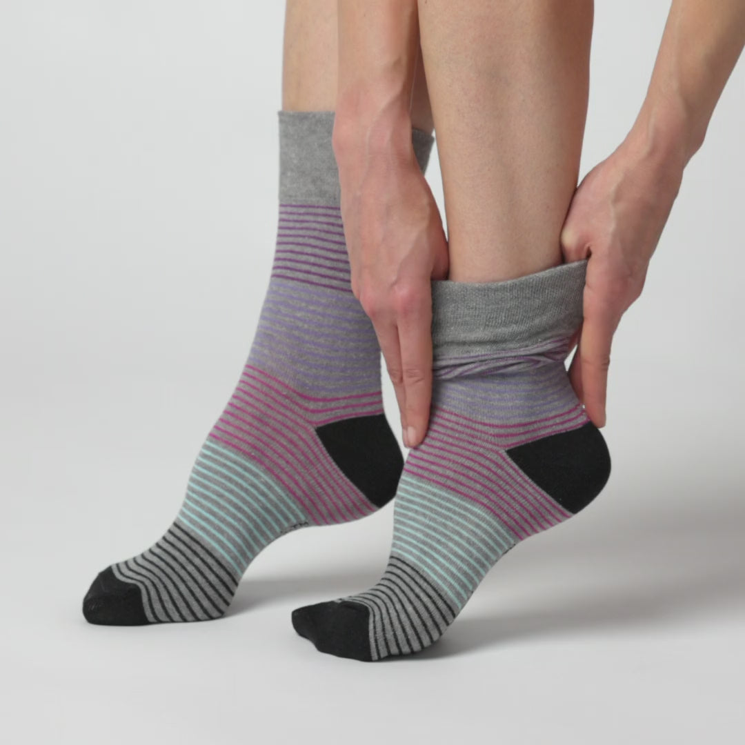 Lot de 3 paires de chaussettes en coton pour femme - Rayures noires mélangées