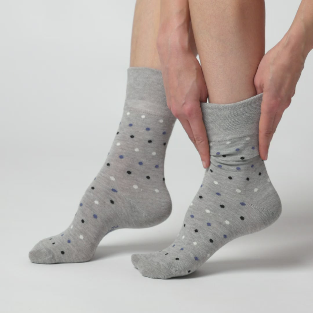 3 paires de chaussettes en coton pour femme - Motif à pois denim