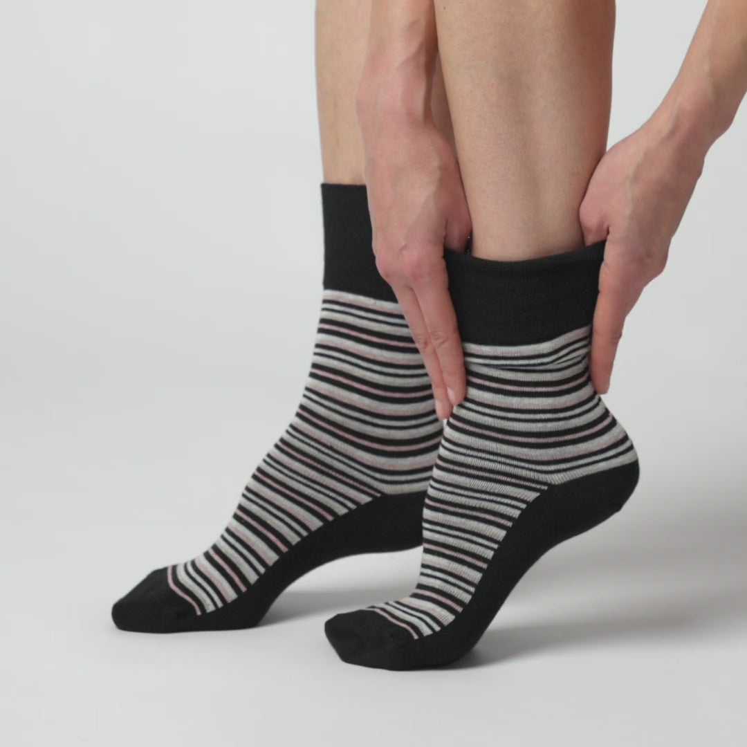 Lot de 3 paires de chaussettes City Varied Stripe en coton pour femme - Noir