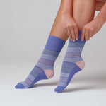 Load and play video in Gallery viewer, 3 Pairs Ladies Cotton Socks - Pink Stripes
