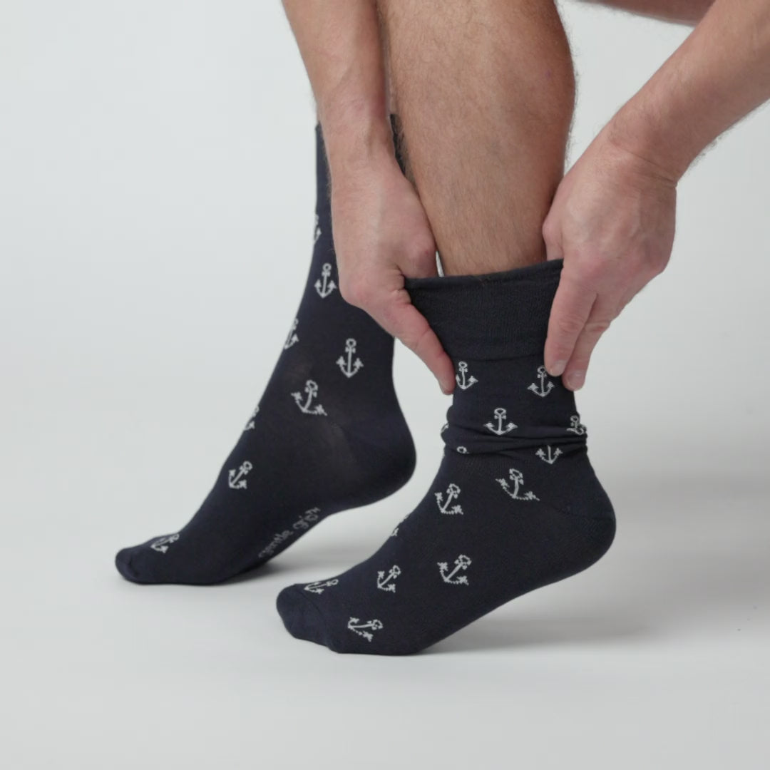 3 Pairs Mens Holiday Cotton Socks - Anchor