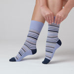 Charger et lire la vidéo dans la visionneuse de la Galerie, 3 paires de chaussettes en bambou pour femme - Denim

