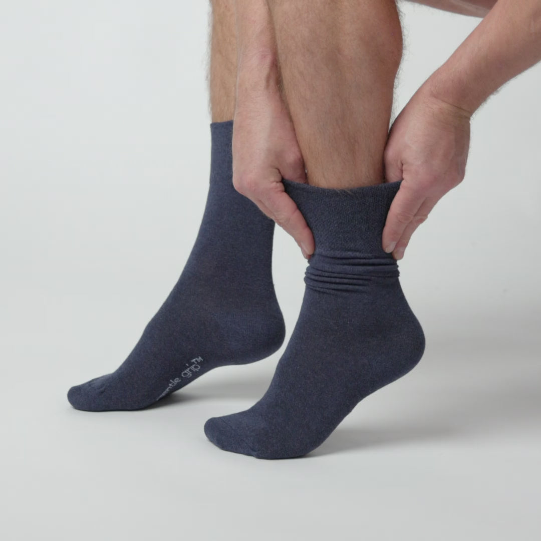 Lot de 3 paires de chaussettes unies en coton pour homme - Mélange bleu