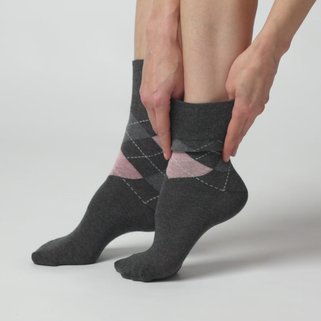 Lot de 3 paires de chaussettes Highlands Argyle en coton pour femme - Gris