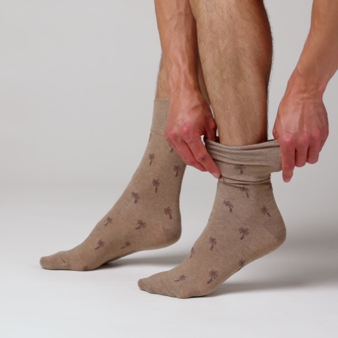 Lot de 3 paires de chaussettes de Noël en coton pour homme - Palmier