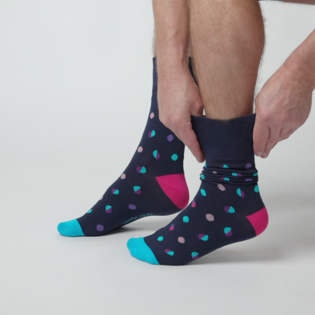 Lot de 3 paires de chaussettes en coton pour homme - Motif à pois fluo