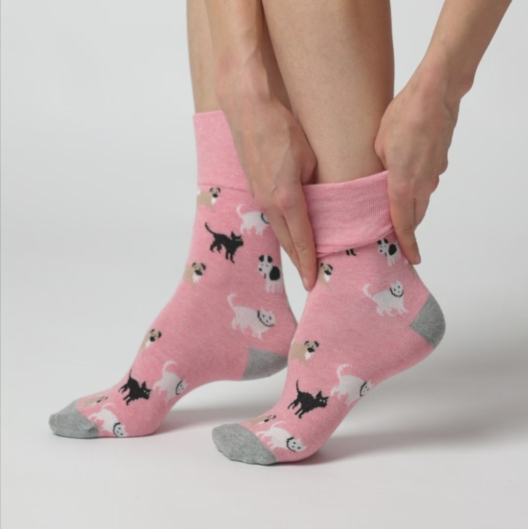 Lot de 3 paires de chaussettes amusantes en coton pour femme - Animaux