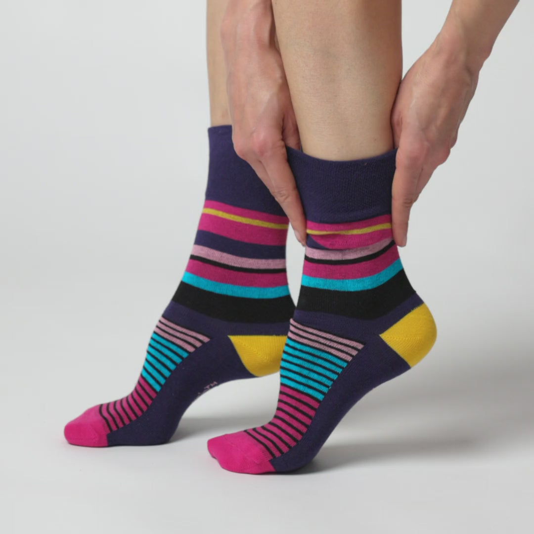 3 Pairs Ladies Colourburst Cotton Socks - Hyper Colour