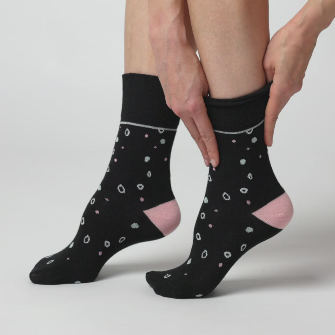 Lot de 3 paires de chaussettes en coton pour femme – Motif à pois noirs