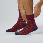 Charger et lire la vidéo dans la visionneuse de la Galerie, Lot de 3 paires de chaussettes en coton pour homme – Mélange bordeaux à rayures Simplicity
