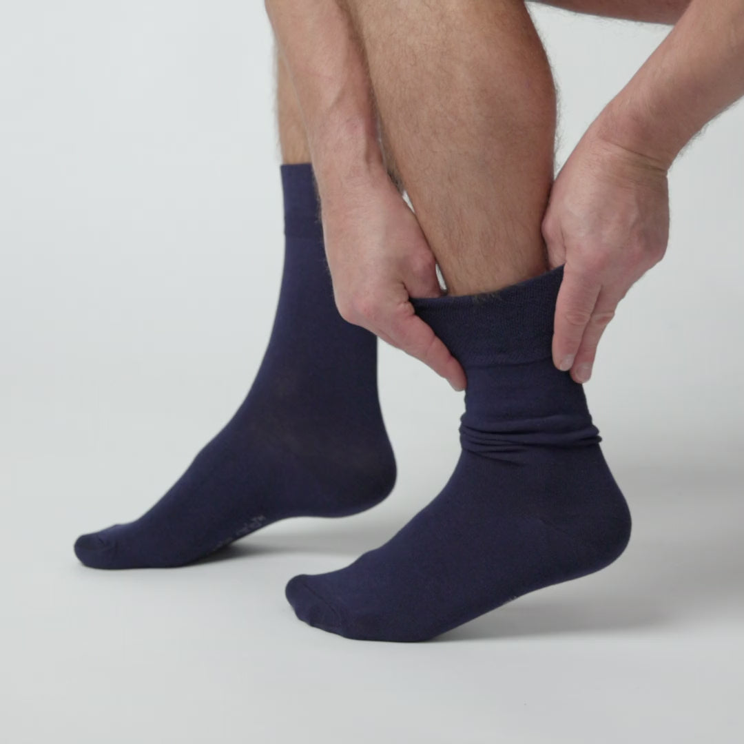 3 paires de chaussettes unies en coton pour homme - Bleu marine