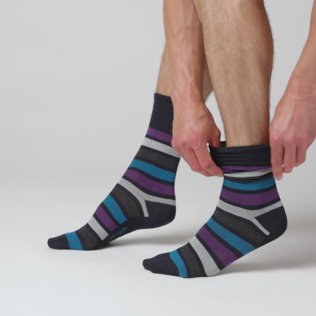 3 paires de chaussettes en bambou pour homme – Rayures Mirage