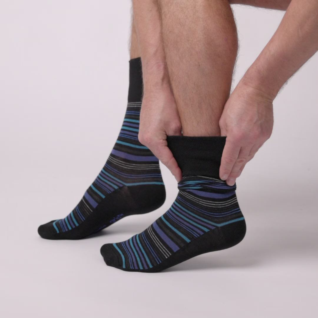 3 Pairs Men's Cotton Socks - Stanley Stripe Navy
