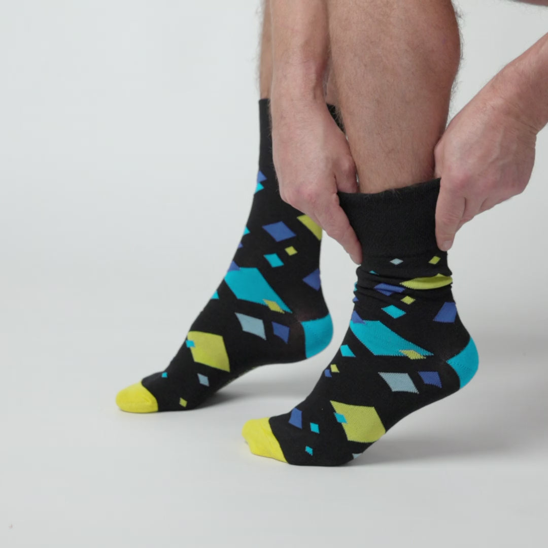 3 Pairs Men's Colourburst Cotton Socks - Angular Arena