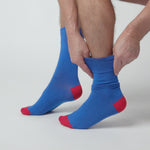 Charger et lire la vidéo dans la visionneuse de la Galerie, Lot de 3 paires de chaussettes en coton pour homme, motif éclatant de couleurs – Royal
