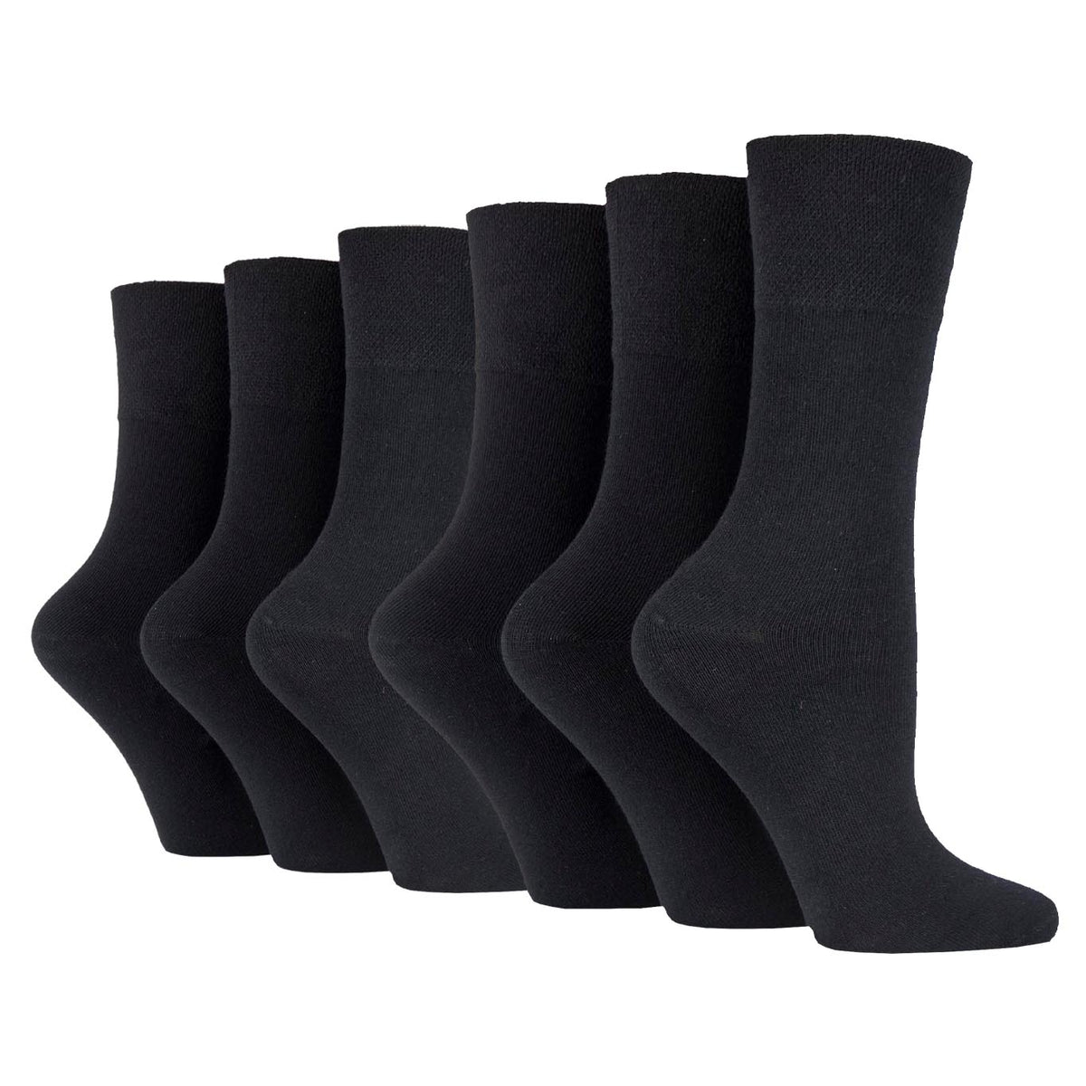 6 paires de chaussettes pour diabétiques pour femmes - Noir