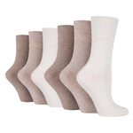 Charger l&#39;image dans la galerie, 6 paires de chaussettes diabétiques pour femmes - Mélange marron clair
