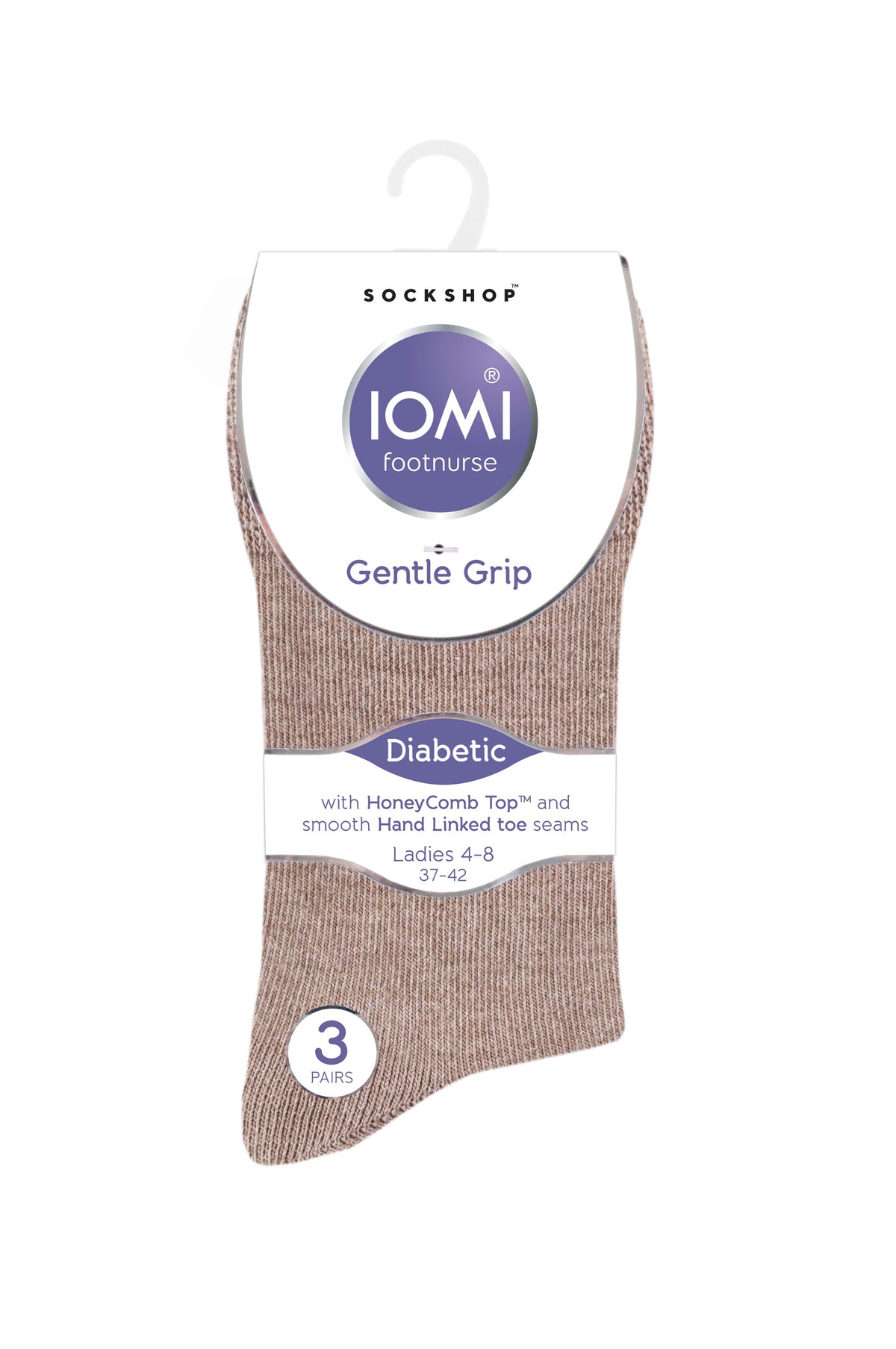 6 paires de chaussettes diabétiques pour femmes - Mélange marron foncé