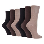 Charger l&#39;image dans la galerie, 6 paires de chaussettes diabétiques pour femmes - Mélange marron foncé
