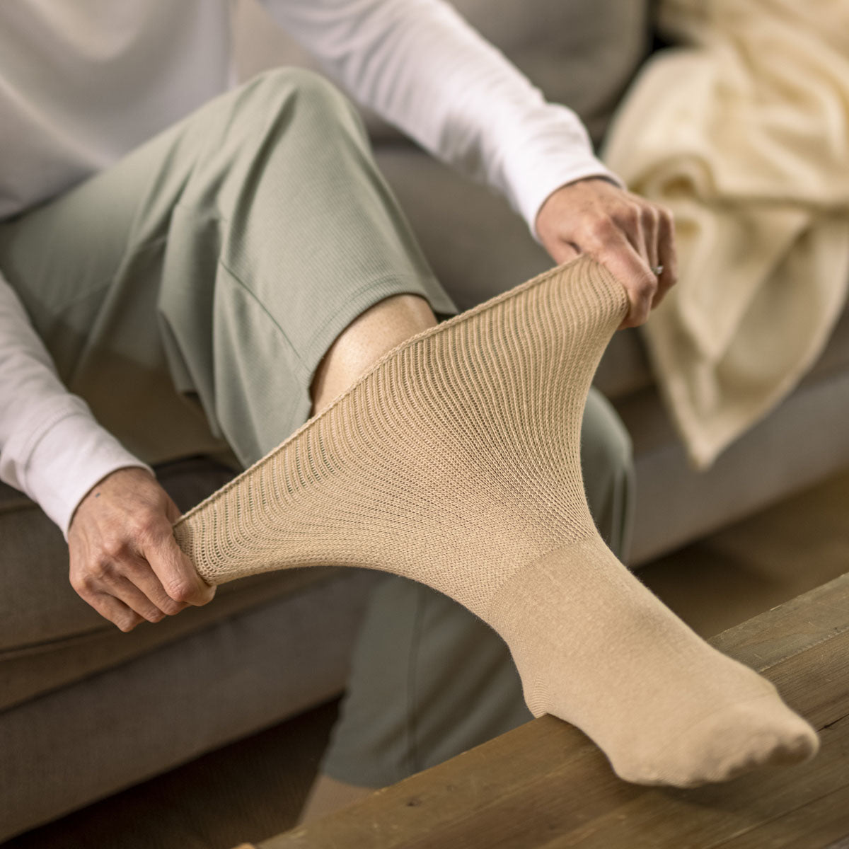 1 paire de chaussettes extra larges pour œdèmes - Bleu