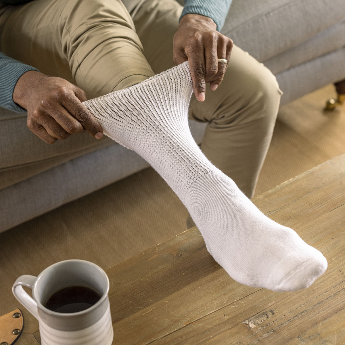 3 paires de chaussettes coussinées pour diabétiques - Blanches