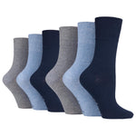 Charger l&#39;image dans la galerie, 6 paires de chaussettes unies en coton pour femme - Bleu marine/denim/gris clair
